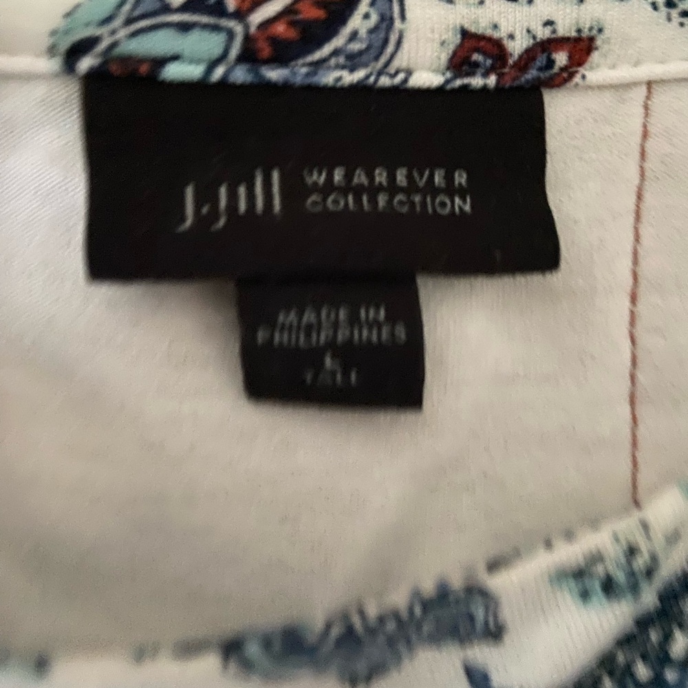 J Jill Women’s White And Red Paisley Long Sleeve Blouse Size Large - Picture 5 of 6